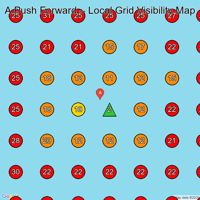 A Push Forward GeoGrid visibility map for Clothing Store in None